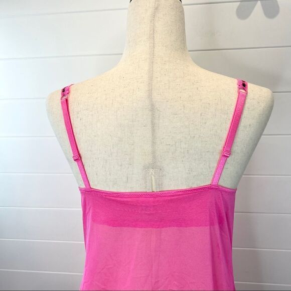 Victoria’s Secret Hot Pink Sheer Chemise 36B Black Ribbon Trim - Picture 6 of 7